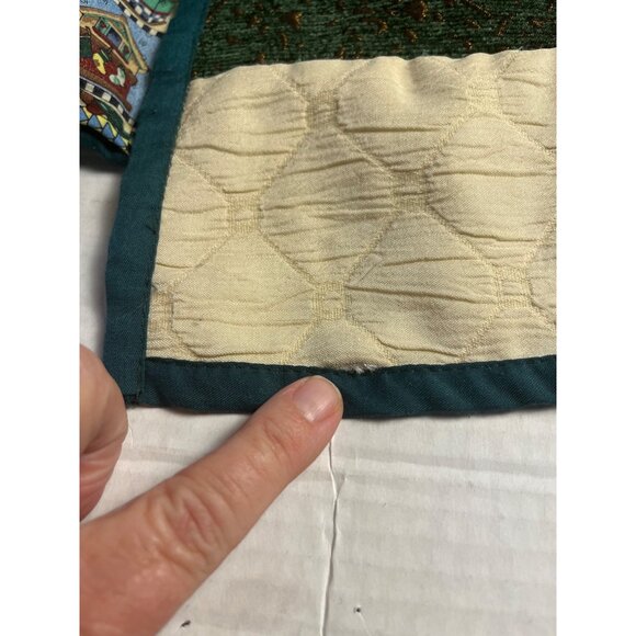 Green Wool Blend Holiday Cardigan W/ Snowman & Tree Appliques -  Large button - Picture 15 of 15